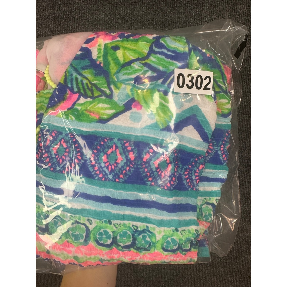Lilly Pulitzer Pink Green Blue Floral Tassel Back Ruffle Hem Shift Dress Small - Picture 9 of 9